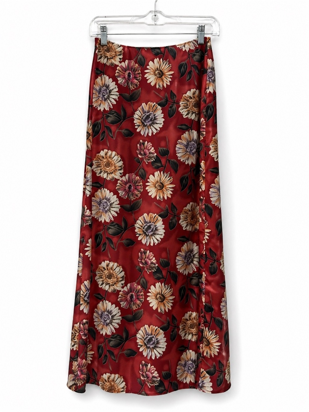 Possessed Vintage 90s Red Multicolor Floral Midi Skirt Size Small